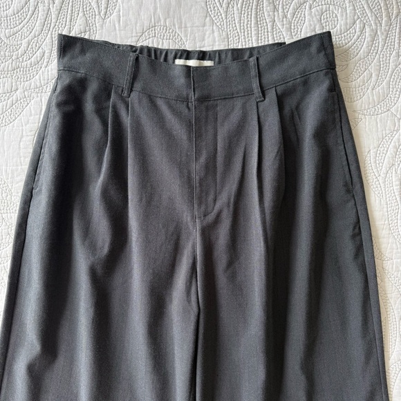 Abercrombie & Fitch Sloane Charcoal Herringbone Wide Leg Pants - Picture 3 of 9